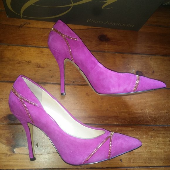 Enzo Angiolini EAPopculture Fuchsia Pink Suede 4" Heels - Picture 6 of 8